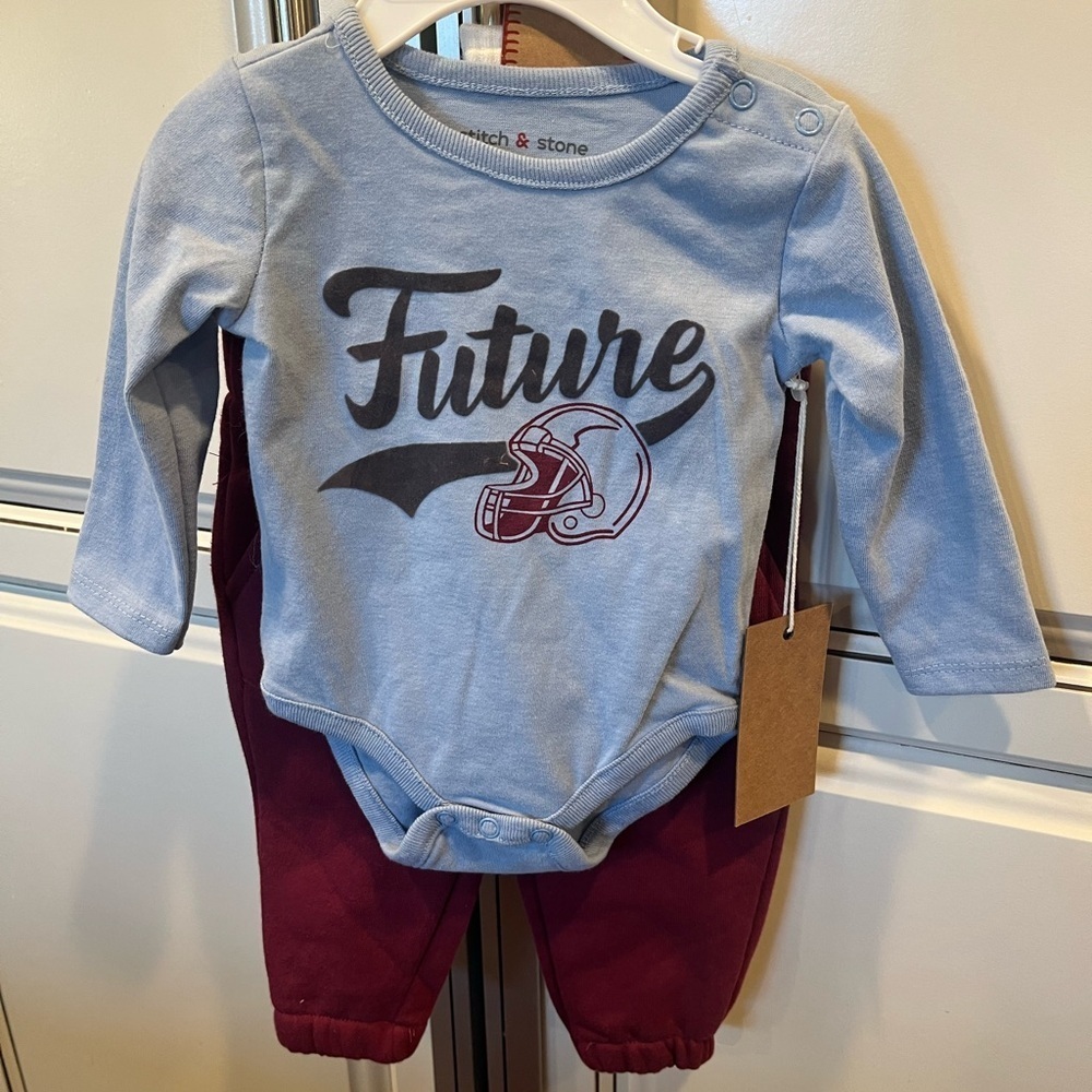 Future Football Baby Outfit with Helmet Graphic, Joggers and Socks Set